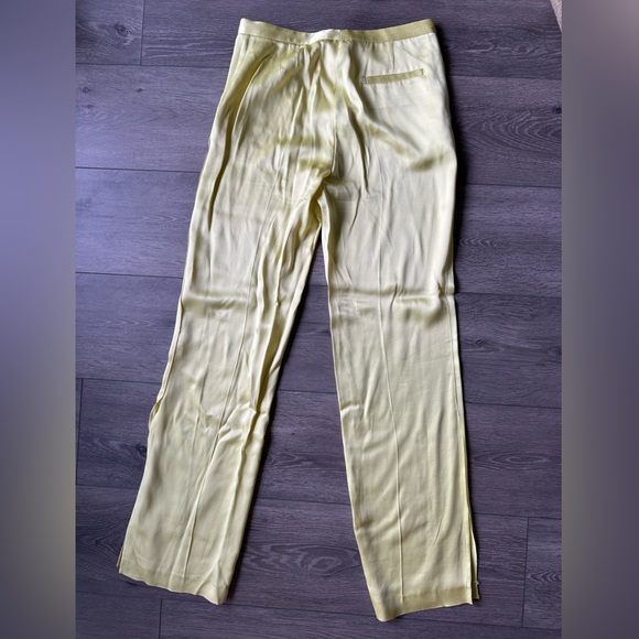 Massimo Dutti Wide Leg Satin Lemon-Yellow Pants Size 24 - Picture 4 of 8